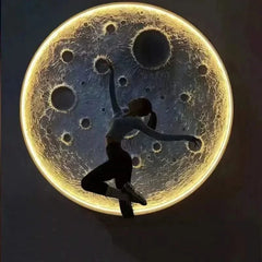 3D Moon LED Wall Lamp – Dimmable Remote Control Wall Light (3 Color Modes)
