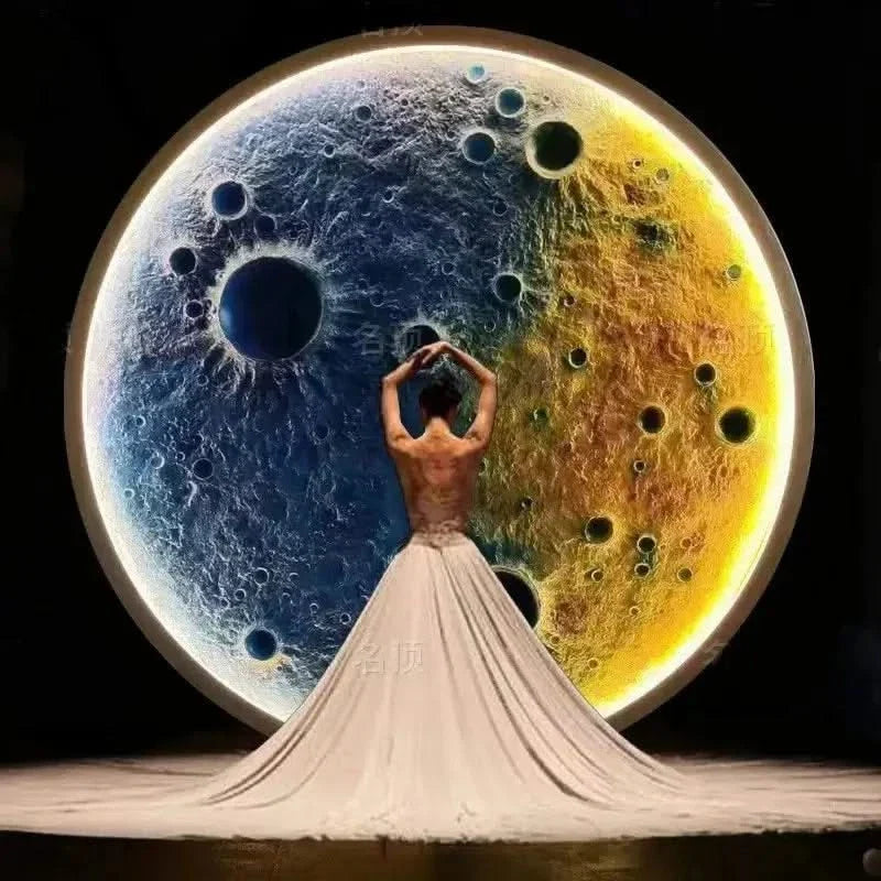 3D Moon LED Wall Lamp – Dimmable Remote Control Wall Light (3 Color Modes)