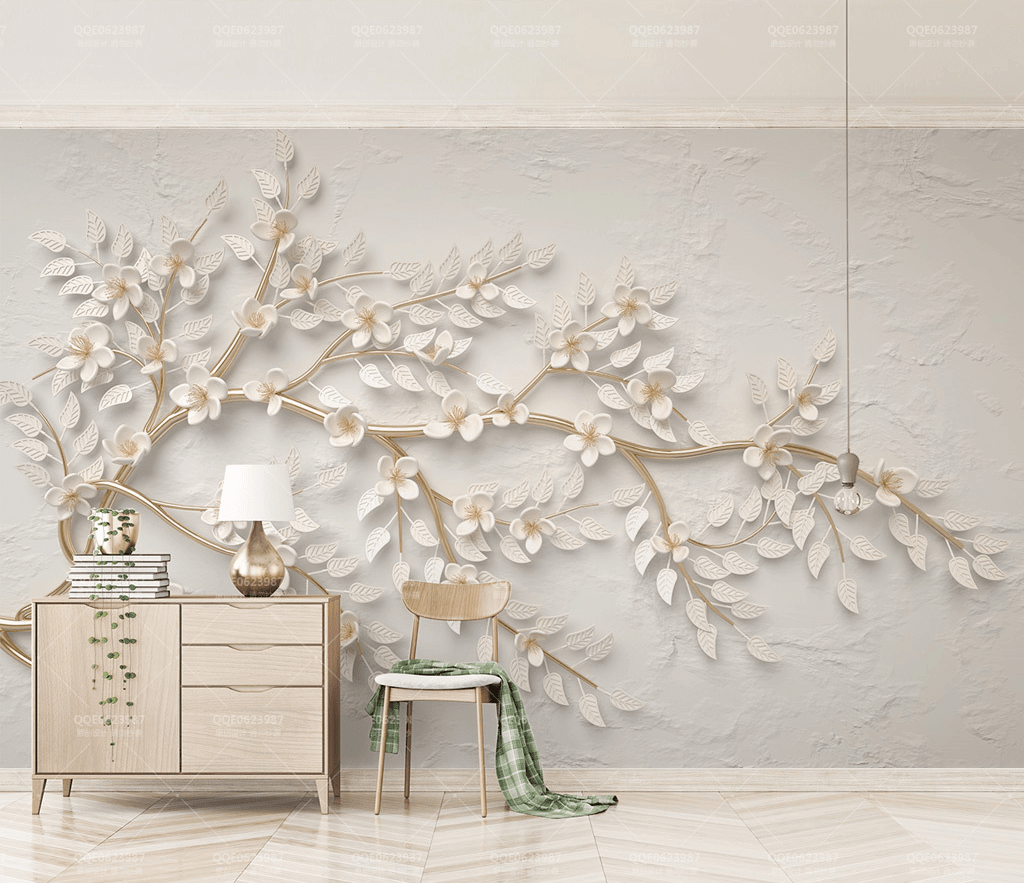 3D Tree Curved Branches Wallpaper Mural
