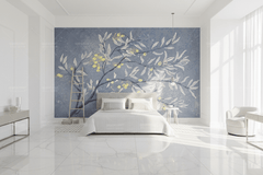 3D White Leaves Tree Wallpaper Mural