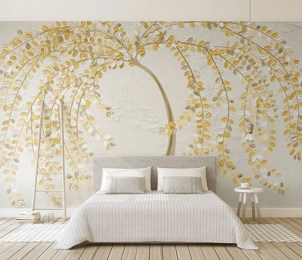 3D Yellow Tree Wallpaper Mural