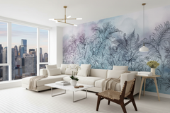 3D Tropical Watercolor Leaf Wallpaper Mural