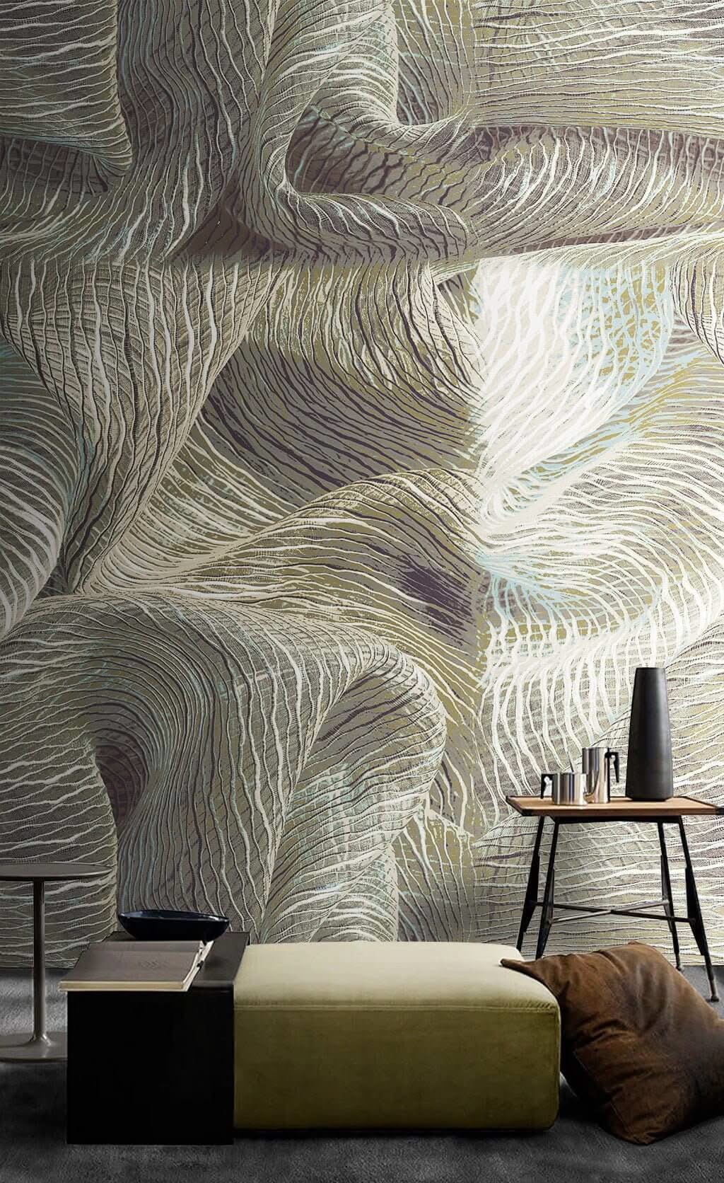 3D Wave Mountains Wallpaper Mural