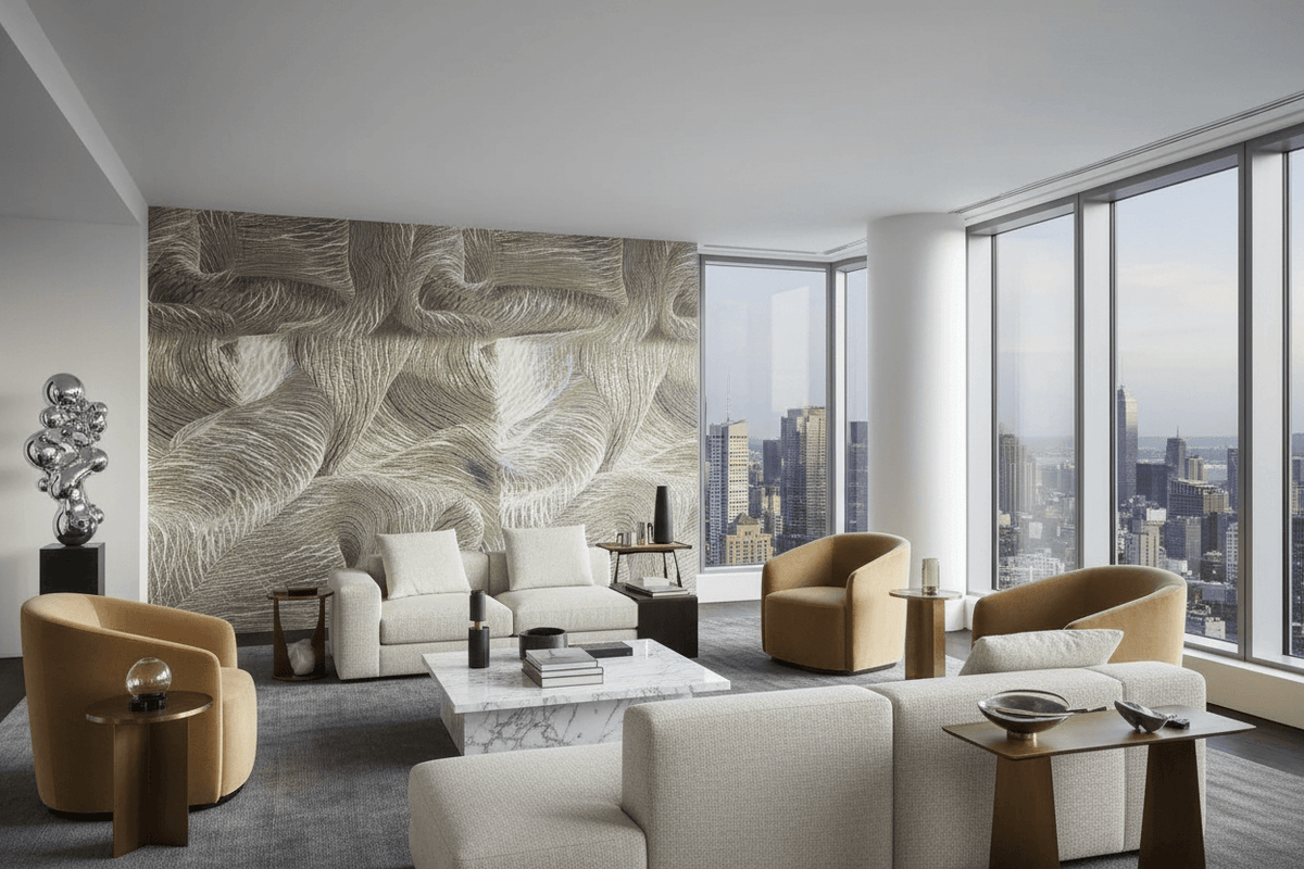 3D Wave Mountains Wallpaper Mural