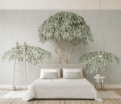 3D Wide Green Tree Wallpaper Mural