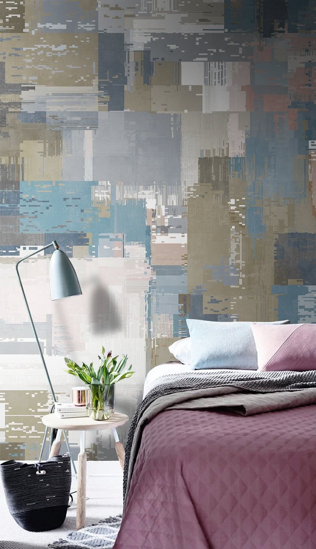 Abstract Brush Squares Wallpaper Mural