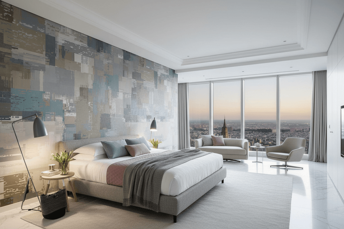 Abstract Brush Squares Wallpaper Mural