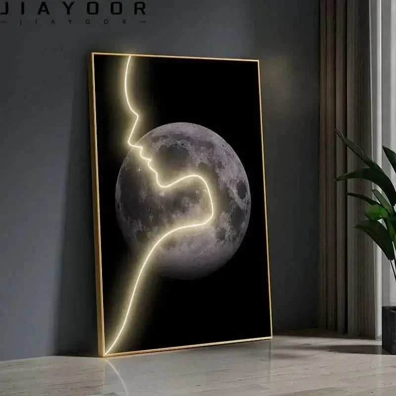 Abstract Face Sketch LED Wall Art Lamp – Modern Porch Light