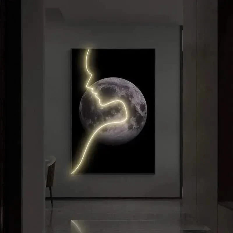 Abstract Face Sketch LED Wall Art Lamp – Modern Porch Light