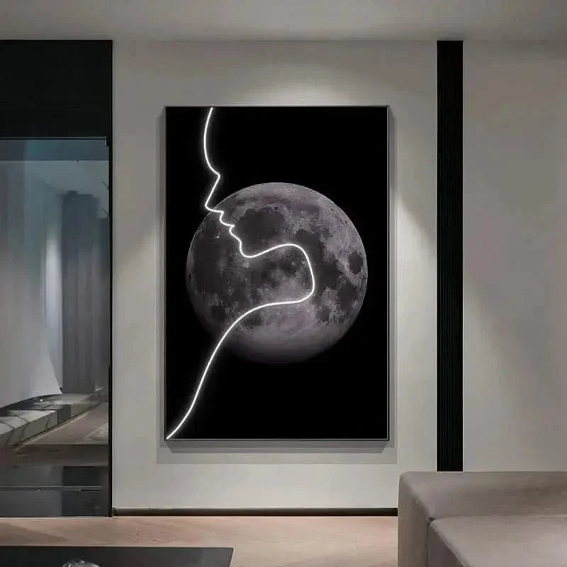 Abstract Face Sketch LED Wall Art Lamp – Modern Porch Light