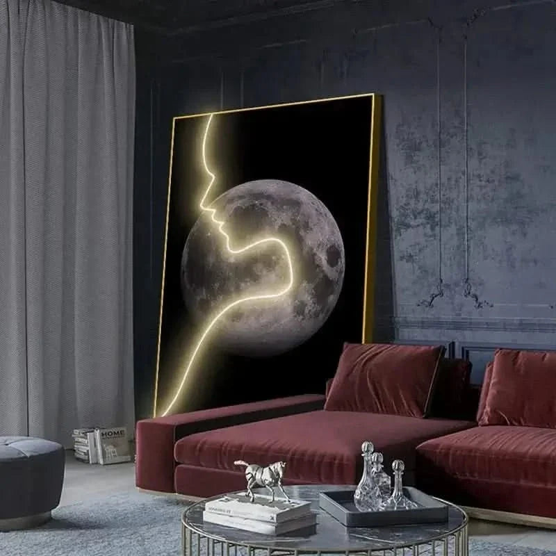 Abstract Face Sketch LED Wall Art Lamp – Modern Porch Light