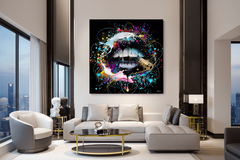 Abstract Graffiti Lips with Bullet Canvas Wall Hanging Art