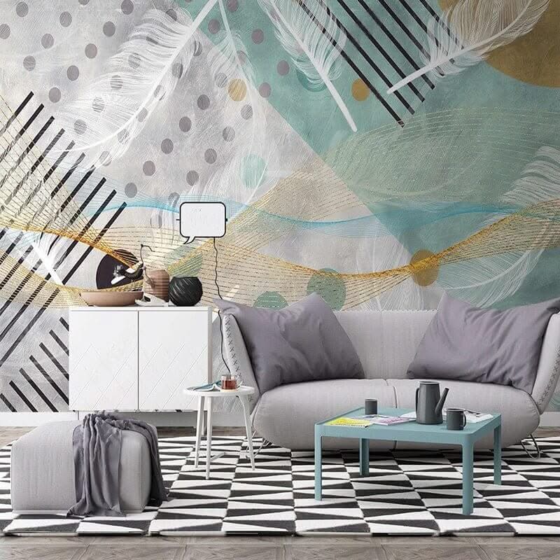 Abstract Green Geometric Wallpaper Mural