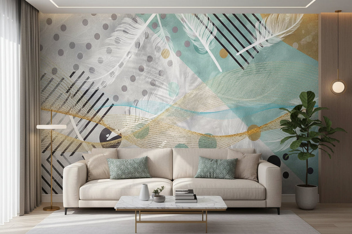 Abstract Green Geometric Wallpaper Mural