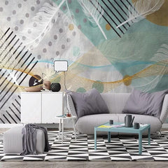 Abstract Green Geometric Wallpaper Mural