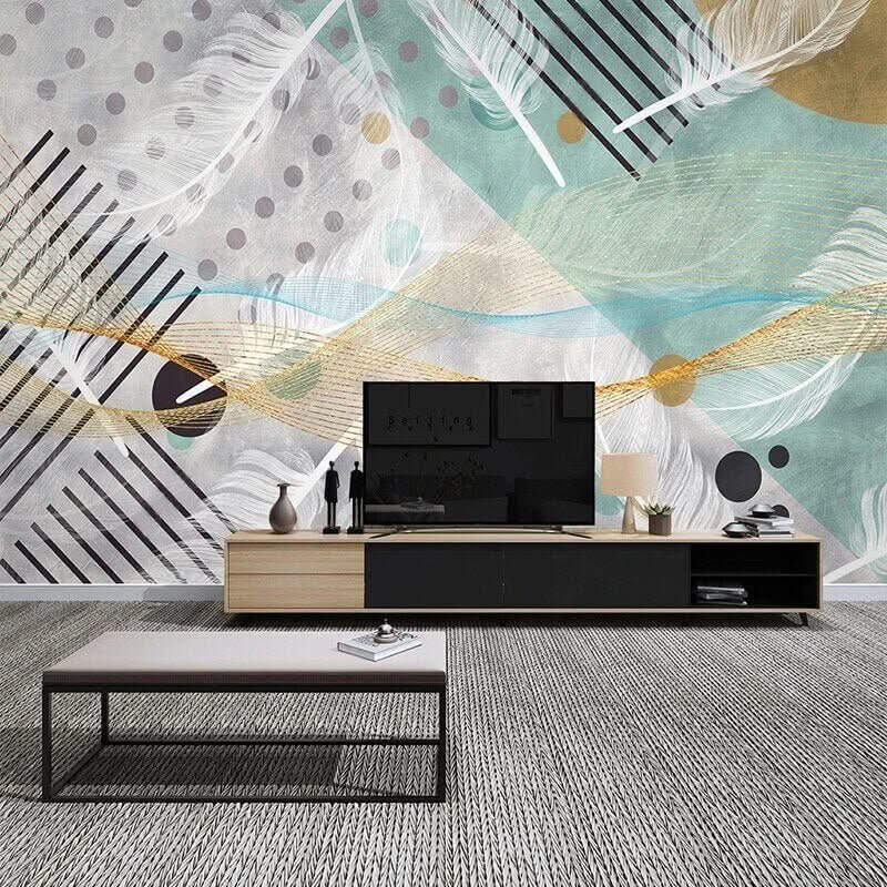 Abstract Green Geometric Wallpaper Mural
