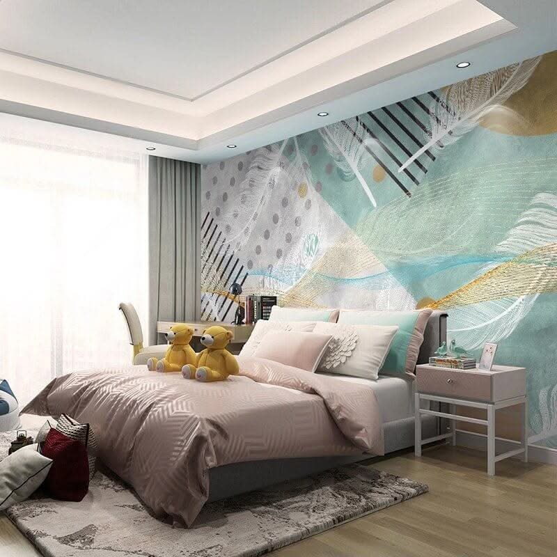 Abstract Green Geometric Wallpaper Mural
