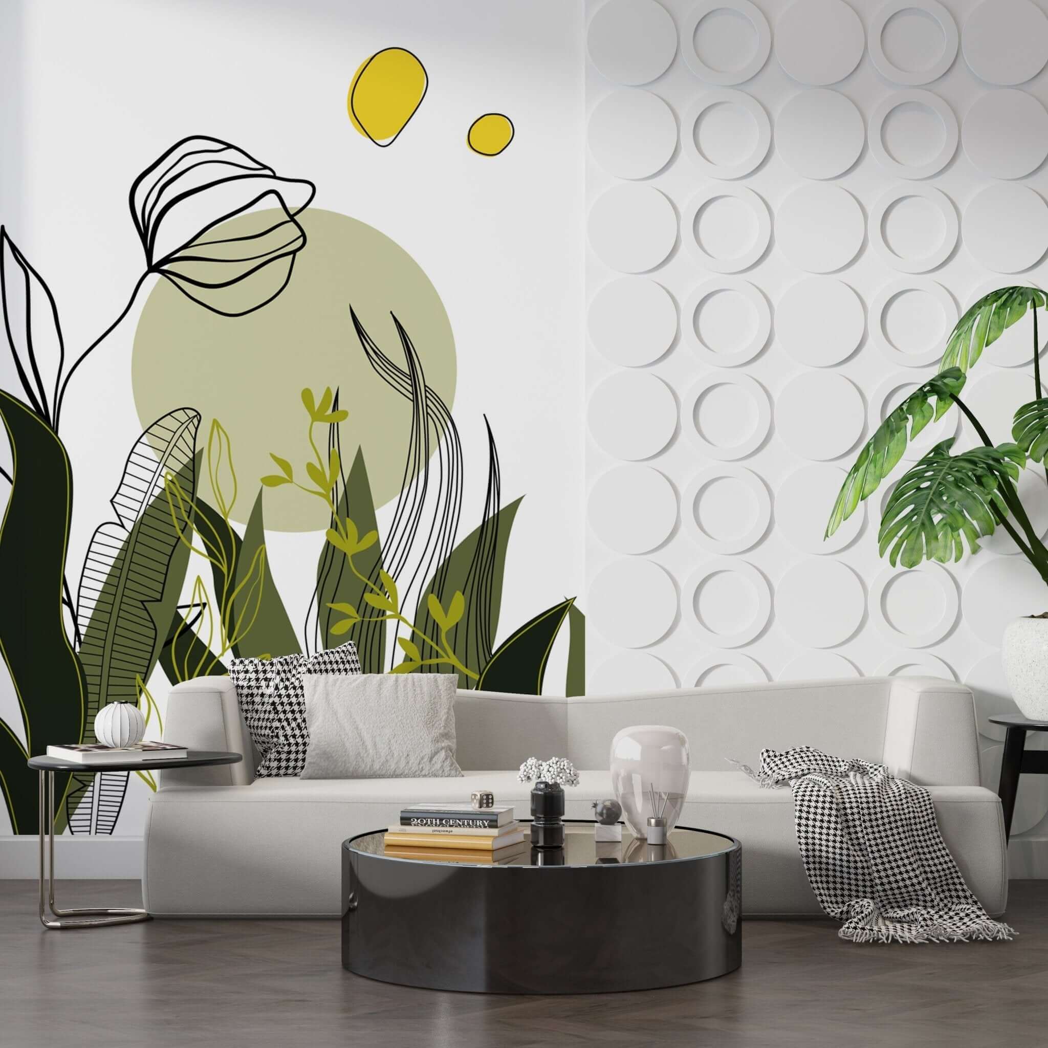 Abstract Green Leaf Wallpaper Mural - Transform Your Space