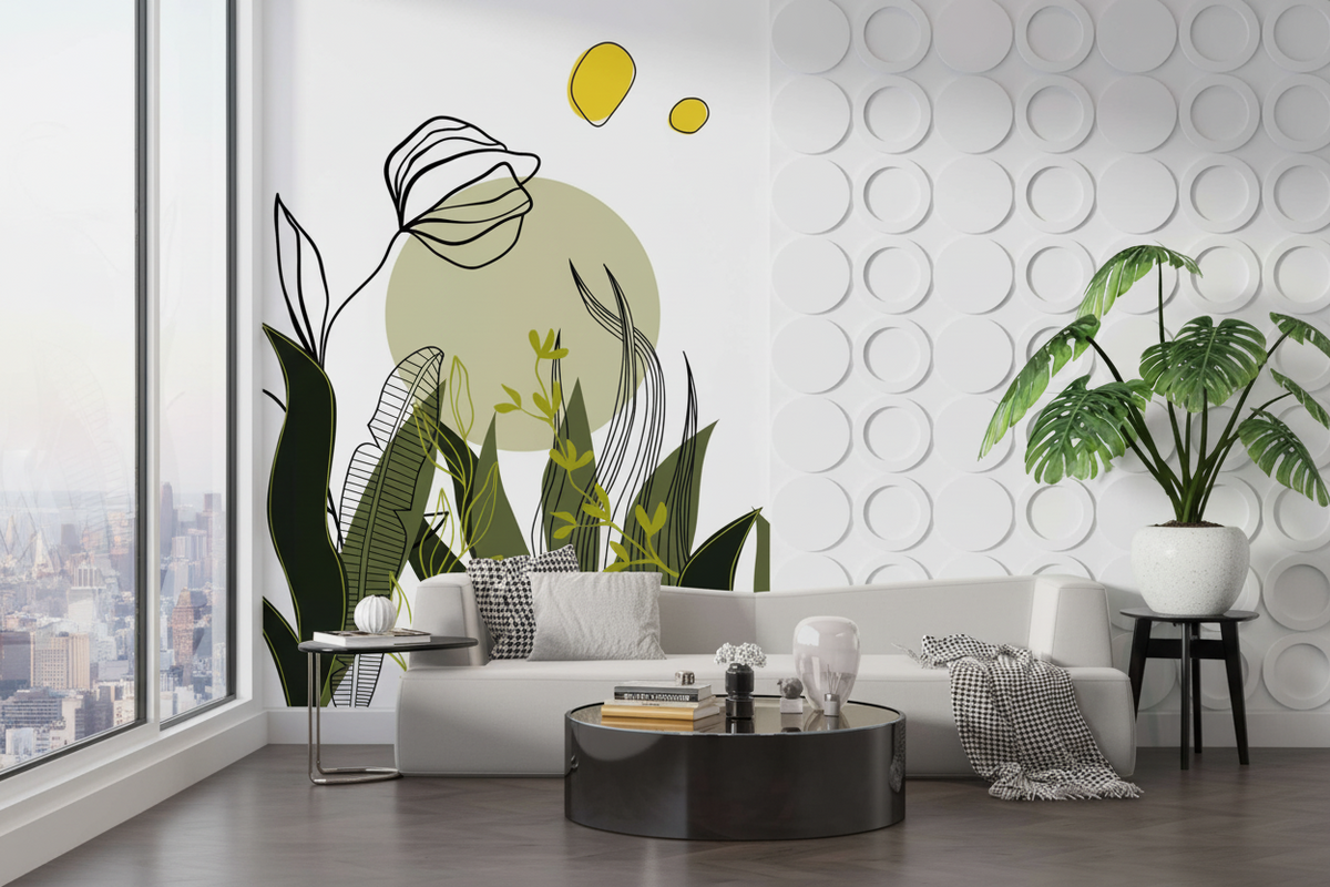 Abstract Green Leaf Wallpaper Mural - Transform Your Space