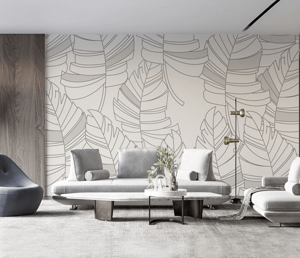 Abstract Lines Design - Leaves Wallpaper Murals