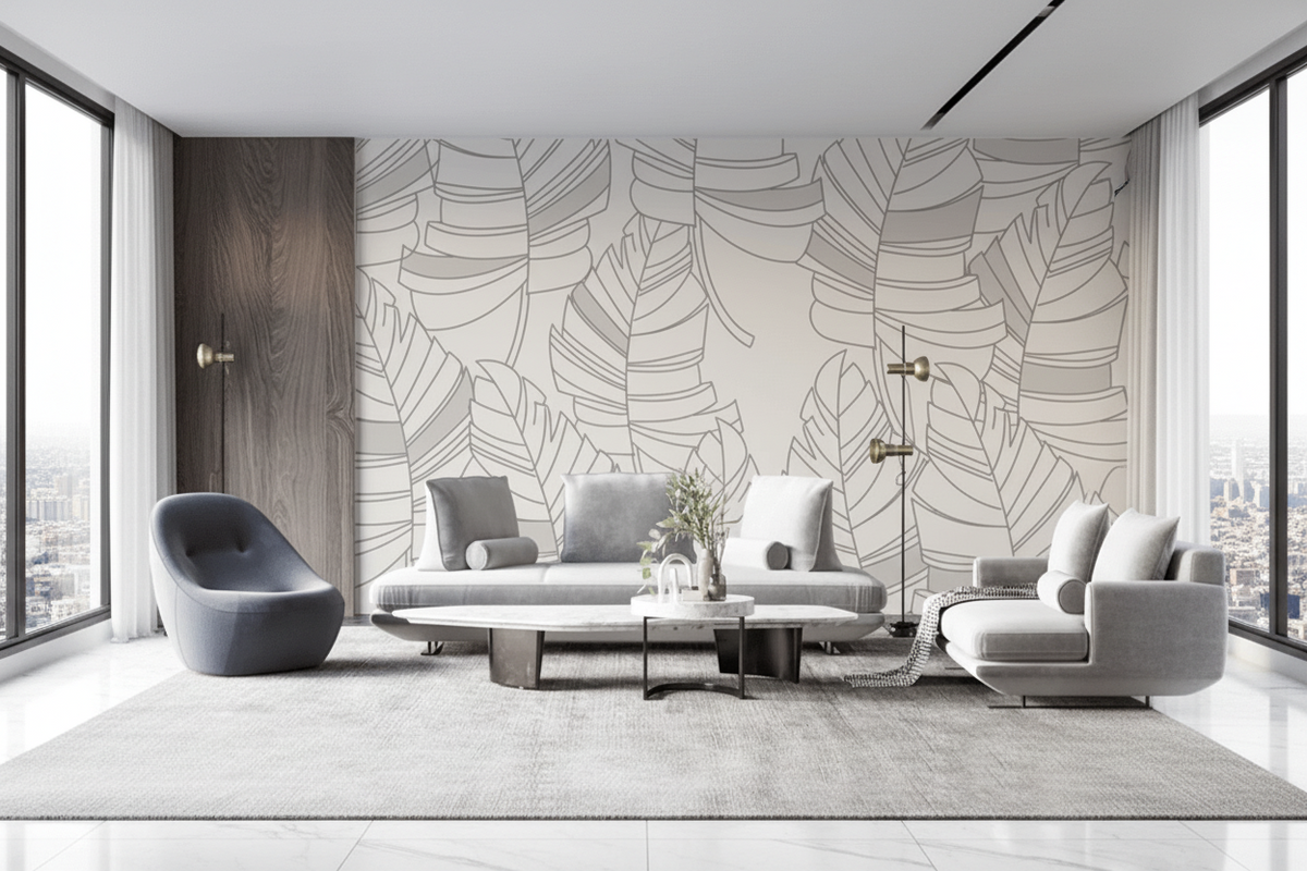 Abstract Lines Design - Leaves Wallpaper Murals