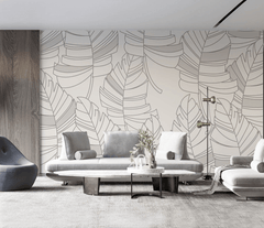 Abstract Lines Design - Leaves Wallpaper Murals