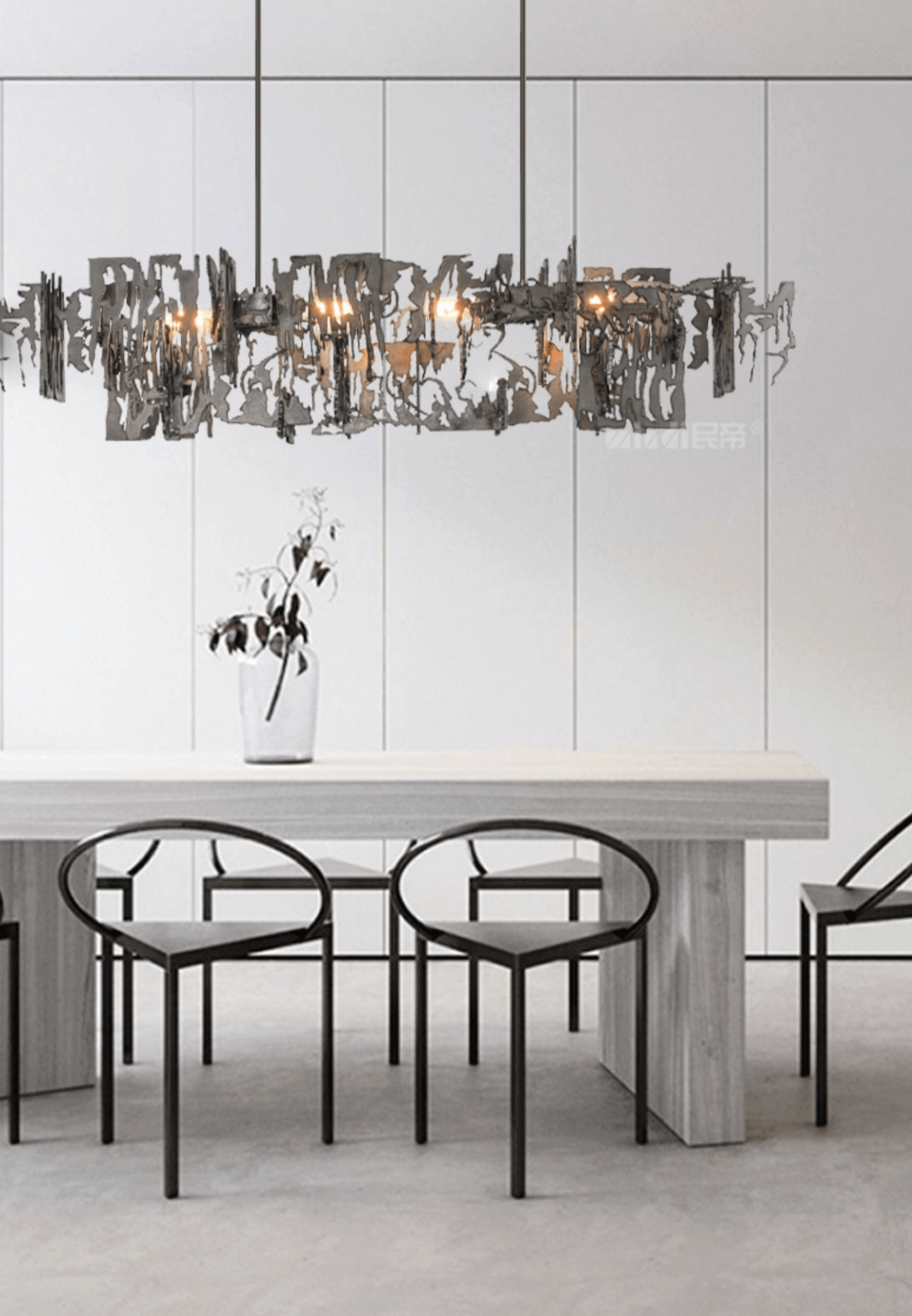 Abstract Metal LED Chandelier for Kitchen Island – Gun Gray & Sand Gold, 80–150cm