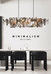 Abstract Metal LED Chandelier for Kitchen Island – Gun Gray & Sand Gold, 80–150cm