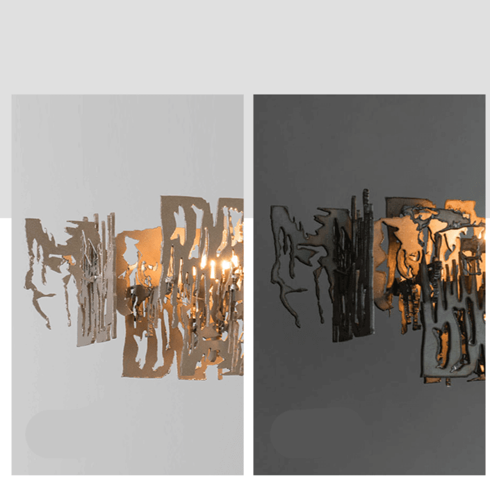 Abstract Metal LED Chandelier for Kitchen Island – Gun Gray & Sand Gold, 80–150cm