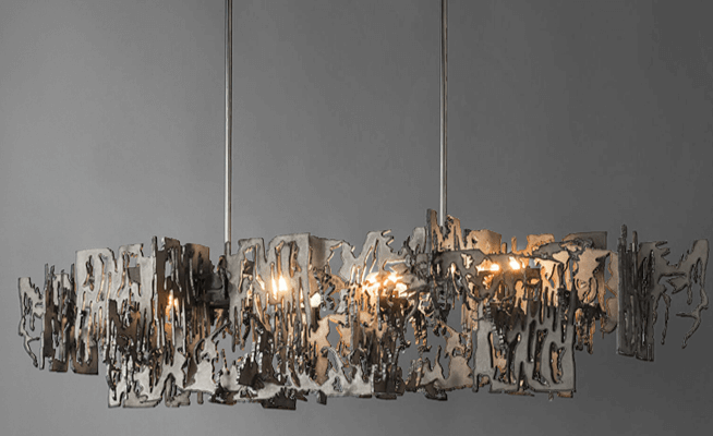 Abstract Metal LED Chandelier for Kitchen Island – Gun Gray & Sand Gold, 80–150cm