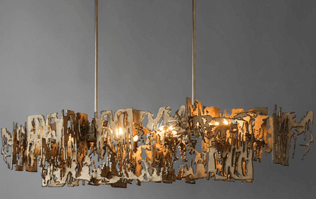 Abstract Metal LED Chandelier for Kitchen Island – Gun Gray & Sand Gold, 80–150cm