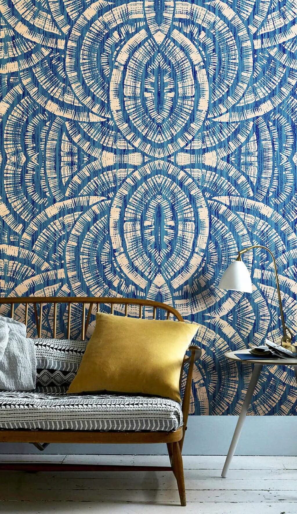 Abstract Patterns of Blue Bohemian Wallpaper Mural