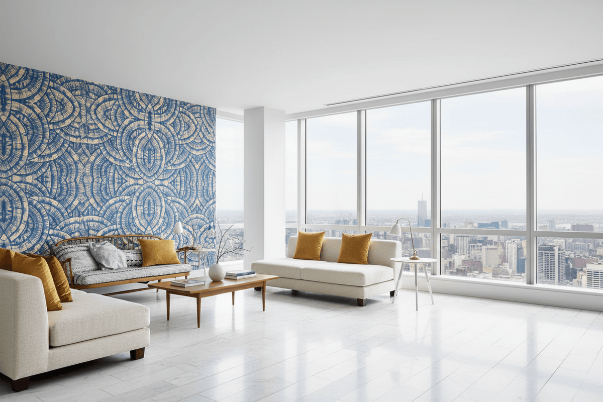 Abstract Patterns of Blue Bohemian Wallpaper Mural