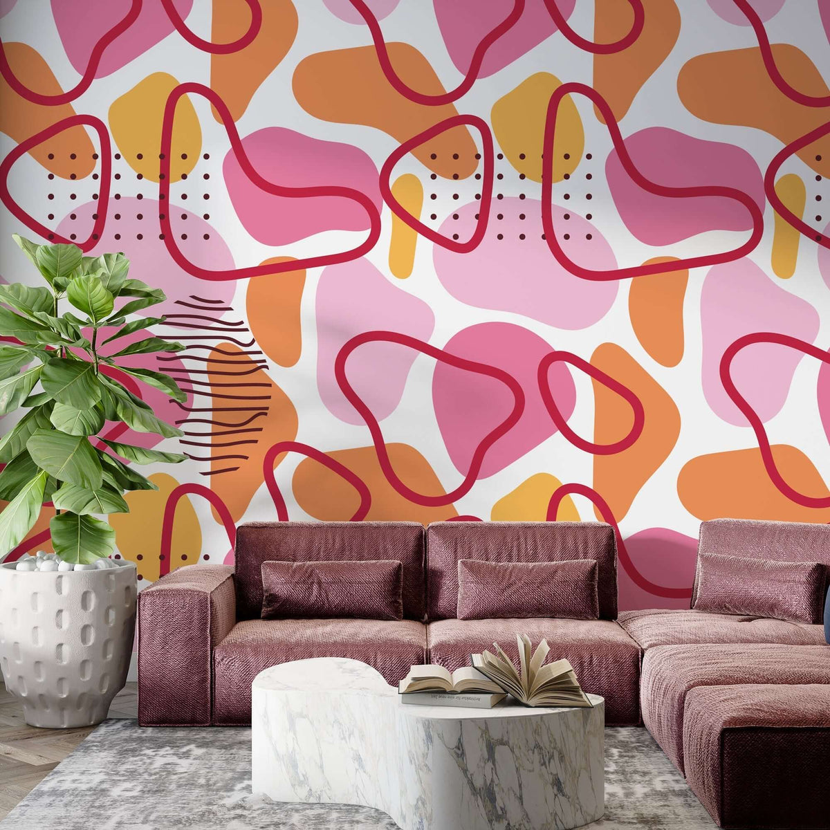 Abstract Pink Wallpaper Mural - Transform Your Space