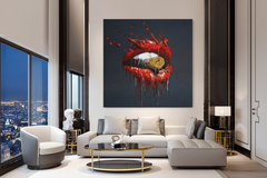 Abstract Red Lips Canvas Wall Art