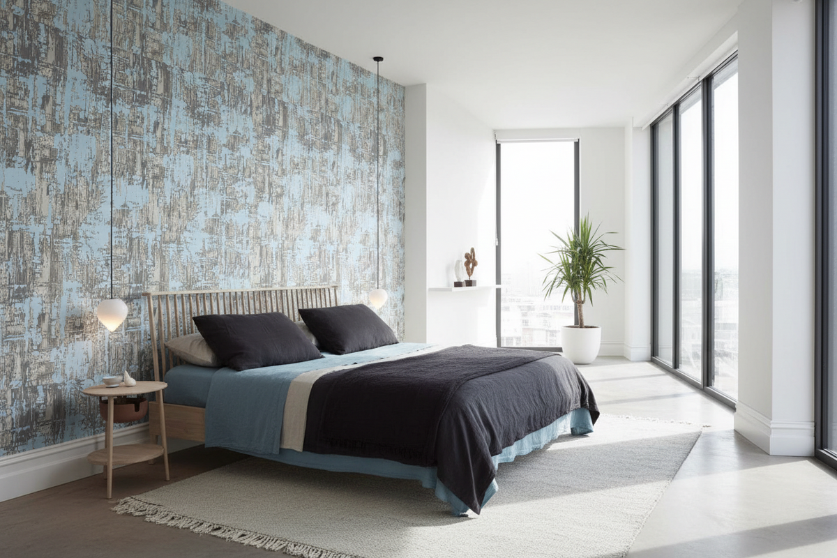 Abstract Rustic Blues Wallpaper Mural