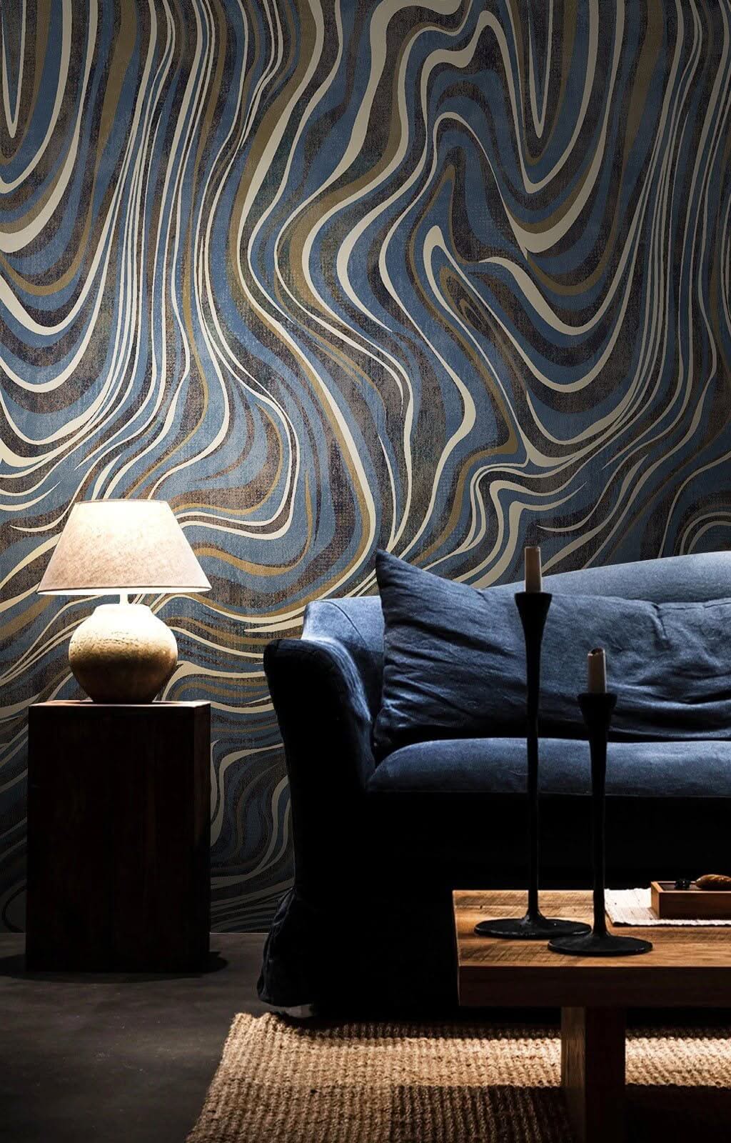 Abstract Wave Swirl Wallpaper Mural
