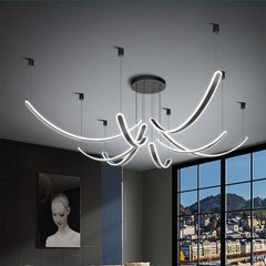 Acrylic Belts Chandelier – Black Dimmable Remote Control LED Light