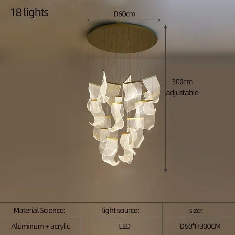 Acrylic Chandelier – 3 to 18 Lights in White & Warm Light
