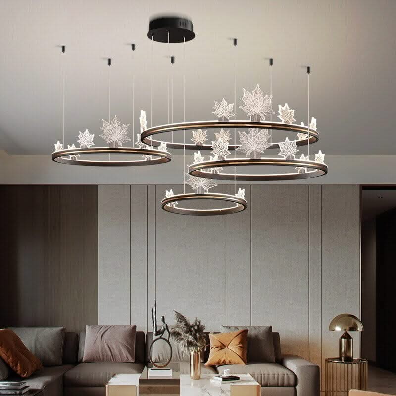 Acrylic Flower Chandelier – Black & Gold Dimmable LED in 4 Sizes