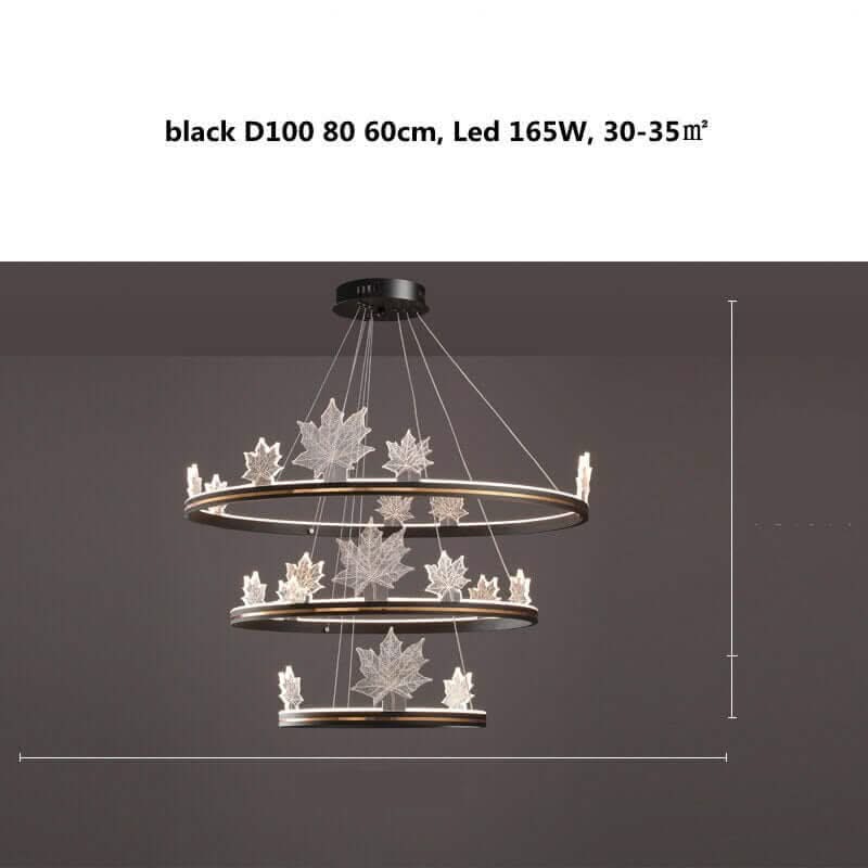 Acrylic Flower Chandelier – Black & Gold Dimmable LED in 4 Sizes