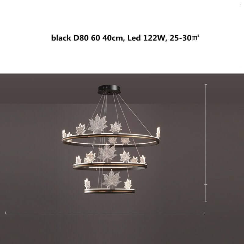 Acrylic Flower Chandelier – Black & Gold Dimmable LED in 4 Sizes