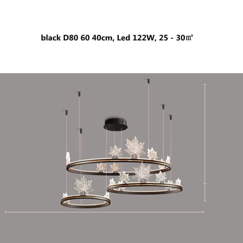Acrylic Flower Chandelier – Black & Gold Dimmable LED in 4 Sizes