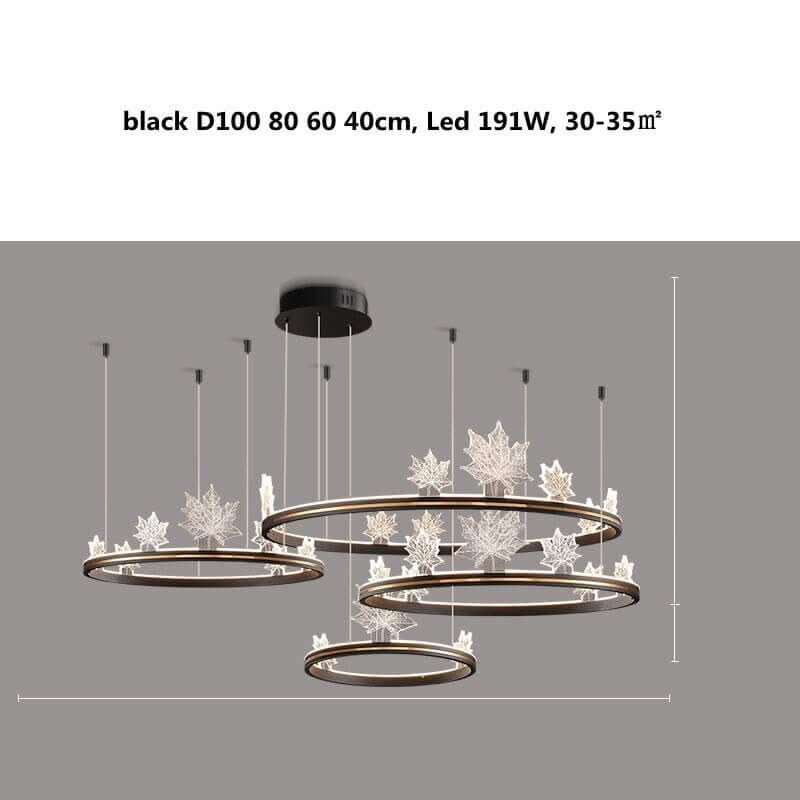 Acrylic Flower Chandelier – Black & Gold Dimmable LED in 4 Sizes