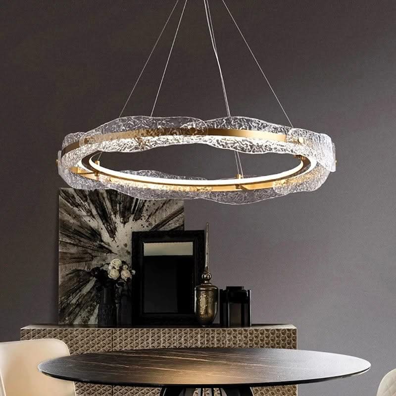 Acrylic Glass Rings Bezel Chandelier – Alloy & Acrylic, Dimmable, Remote & Touch, 15–30m²