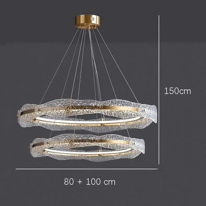 Acrylic Glass Rings Bezel Chandelier – Alloy & Acrylic, Dimmable, Remote & Touch, 15–30m²