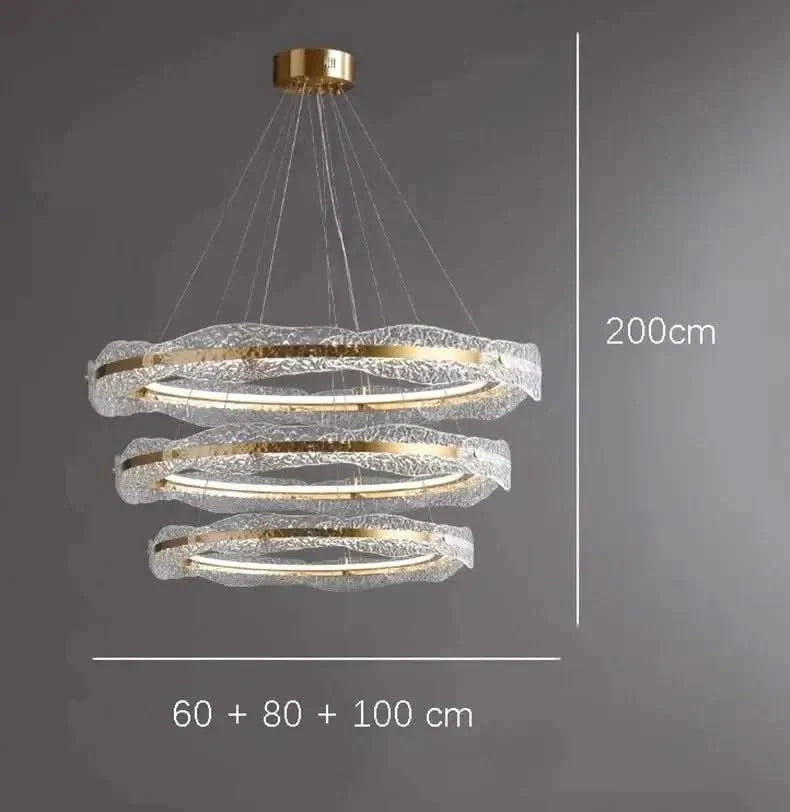 Acrylic Glass Rings Bezel Chandelier – Alloy & Acrylic, Dimmable, Remote & Touch, 15–30m²