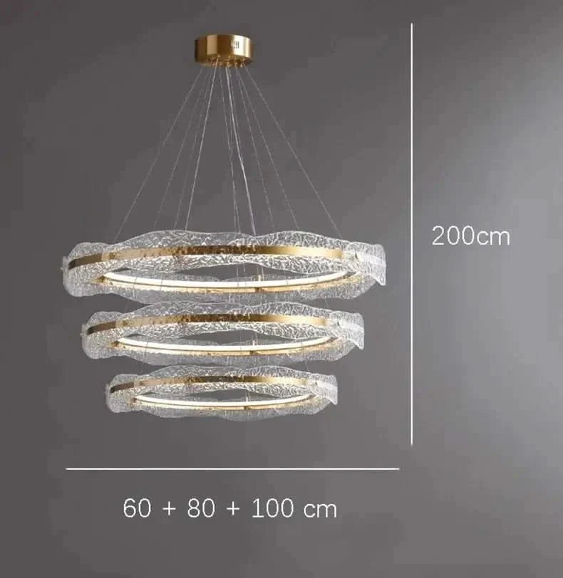 Acrylic Glass Rings Bezel Chandelier – Alloy & Acrylic, Dimmable, Remote & Touch, 15–30m²