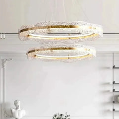 Acrylic Glass Rings Bezel Chandelier – Alloy & Acrylic, Dimmable, Remote & Touch, 15–30m²
