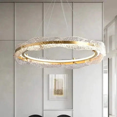 Acrylic Glass Rings Bezel Chandelier – Alloy & Acrylic, Dimmable, Remote & Touch, 15–30m²